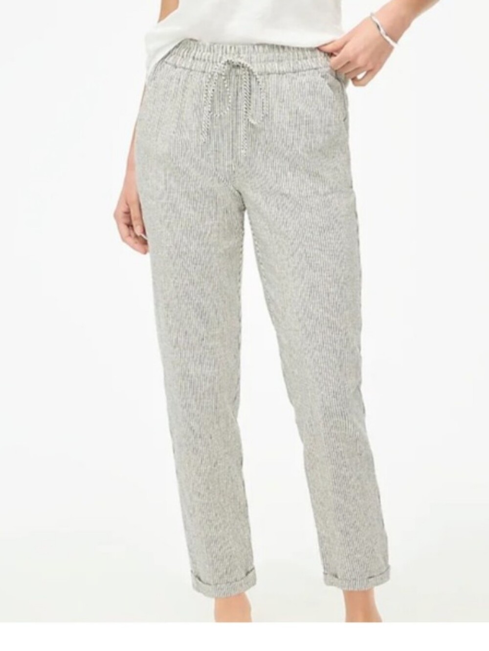 J. Crew Striped Linen Cotton Blend Drawstring Pants